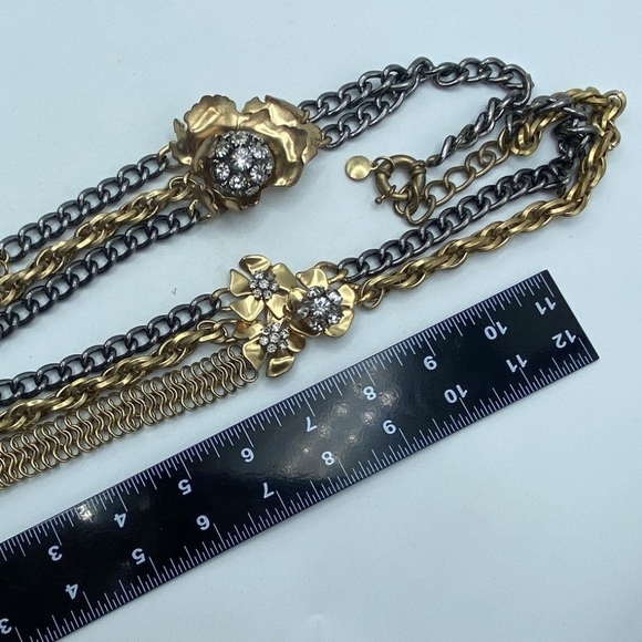 J .Crew Rera Gold and Black Chain Necklace with 3D Floral Accents - Picture 6 of 16